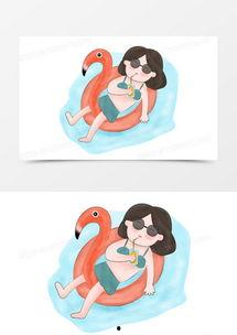 插画吃瓜少女图片,插画中的夏日风情