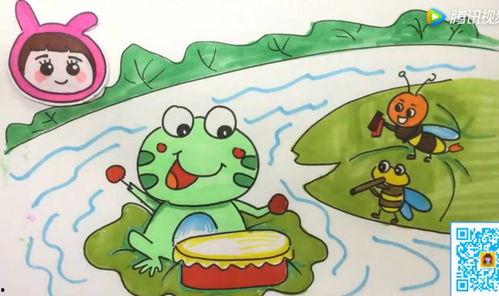 荷塘吃瓜绘画,一幅夏日田园画卷