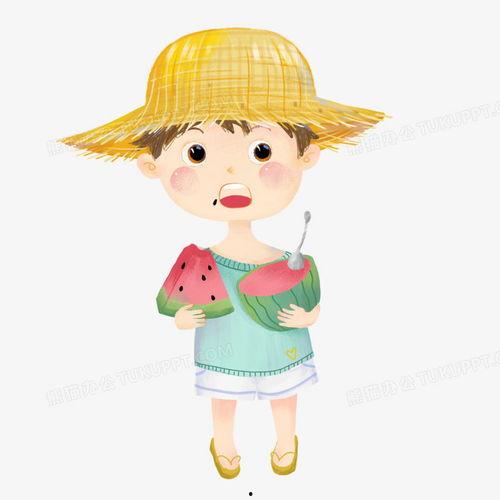 卡通男孩吃瓜头像,趣味横生瞬间捕捉
